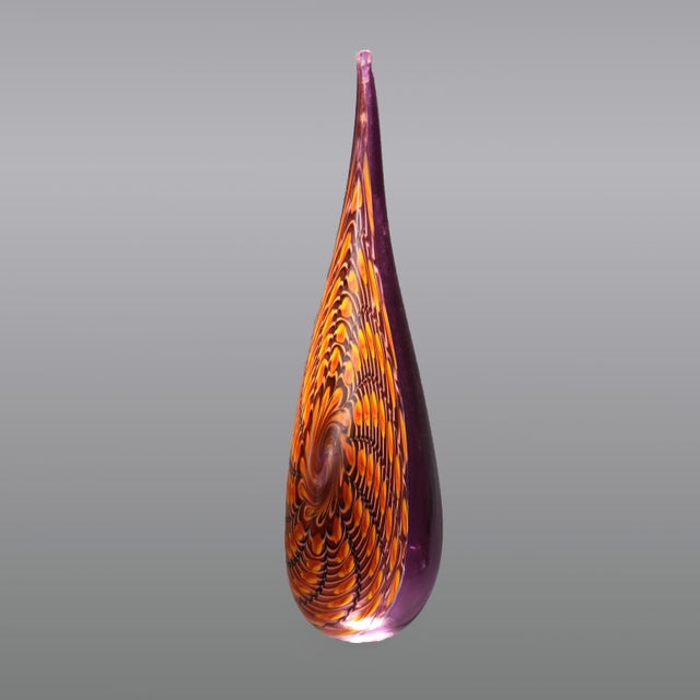 Mid-Century Modern Mid Century Modern Abstract Pulled Feather Art Glass Vase, Circa 1960 For Sale - Image 3 of 10