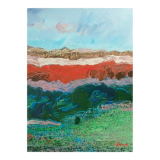 Signed 1980s Abstract Acrylic Landscape by Harry Hilson For Sale
