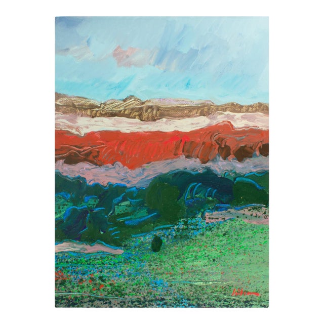 Signed 1980s Abstract Acrylic Landscape by Harry Hilson For Sale