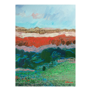 Signed 1980s Abstract Acrylic Landscape by Harry Hilson