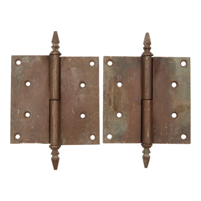 Pair of Antique 5 X 5 In. Bronze Lift Off Butt Door Hinges For Sale