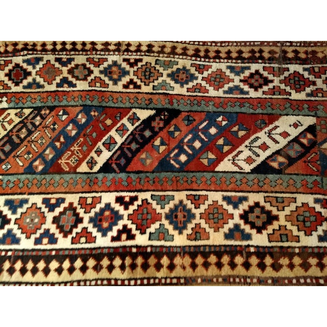 Antique Gendje Kazak Runner, Wool Pile, Hand-Knotted, Caucasus, 1890s For Sale - Image 11 of 12