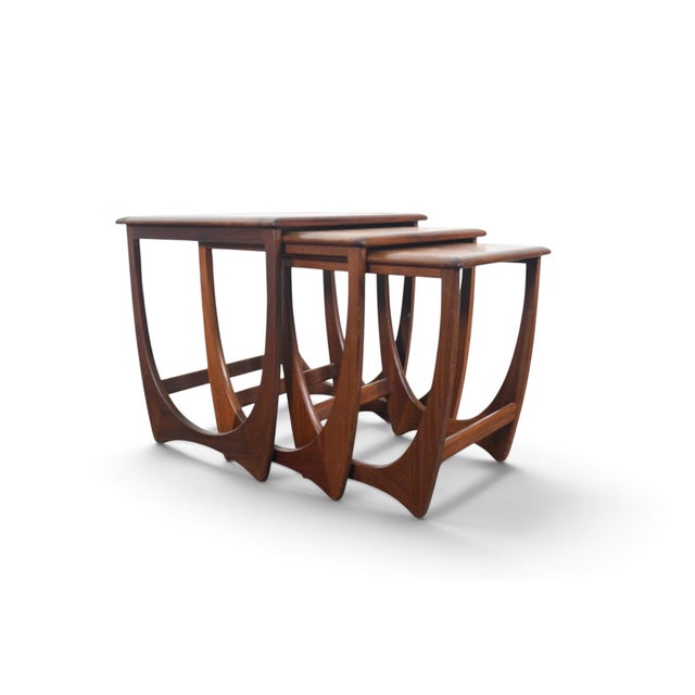 G Plan Mid 20th Century G Plan Astro Tile Top Nesting Tables in Teak For Sale - Image 4 of 10