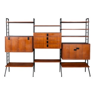 Vintage 20th Century Italian Teak Modular Wall Cabinet, 1960s For Sale