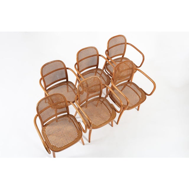 Josef Hoffmann Vintage Bent Wood & Wicker Cafe Chairs by Josef Hoffman for Ligna For Sale - Image 4 of 12