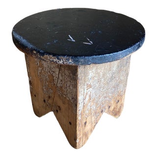Antique Wooden French Milk Stool For Sale