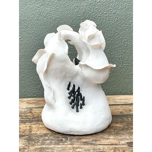 Vintage Abstract Floral Studio Pottery Vase For Sale - Image 4 of 18
