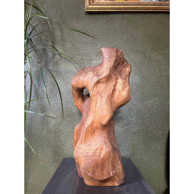 Brown Vintage Anthropomorphic Wood Sculpture For Sale - Image 8 of 12