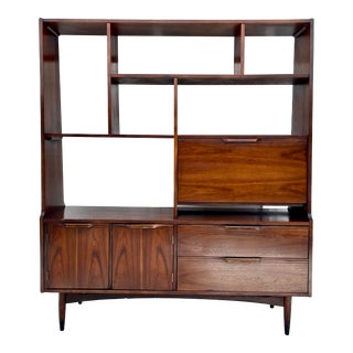 Mid-Century Modern Display Secretary Wall Cabinet and Bookcase For Sale