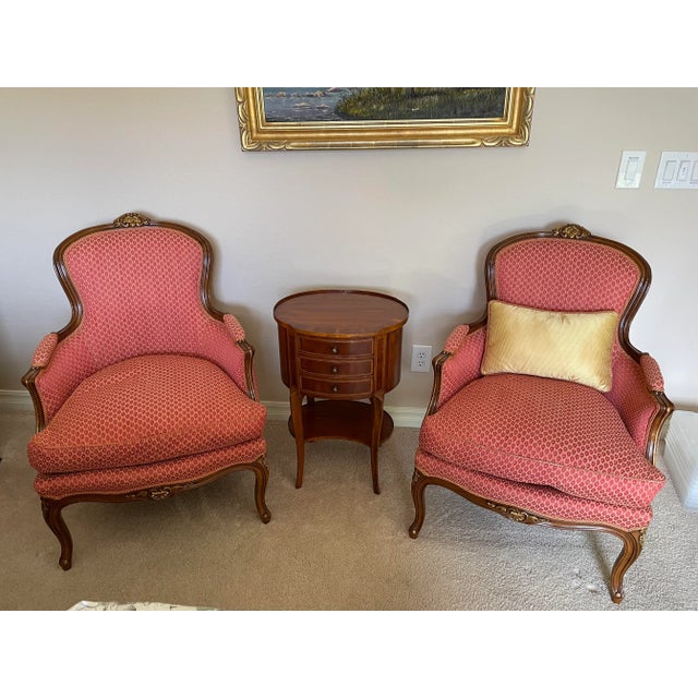 Red Karges Chairs Gilded Wood Bergere Style French For Sale - Image 8 of 13