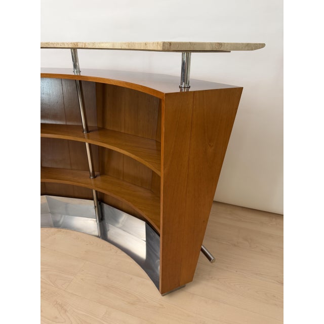 Mid-Century Bar Counter in Teak Wood, Metal and Travertine, Italy, 1970 For Sale - Image 17 of 18