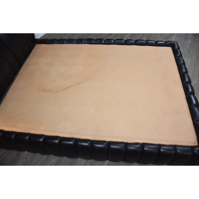 1980s Jay Spectre Black Leather Queen Bed For Sale - Image 10 of 11
