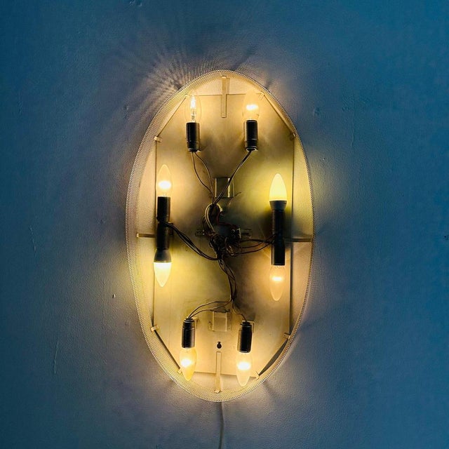 Mid-Century Oval Wall Mirror with Lighting and Acrylic Glass from Hillebrand, 1960s For Sale - Image 8 of 11
