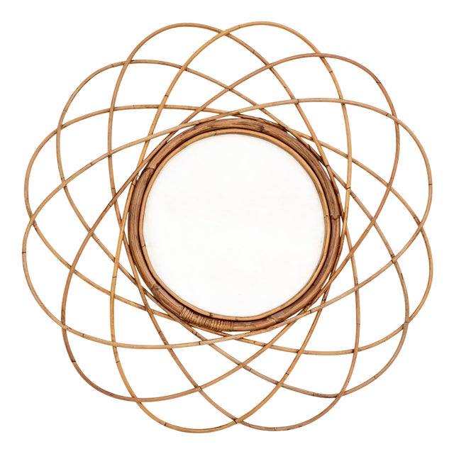 Vintage Bamboo Mirror, 1970s For Sale