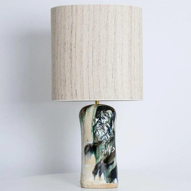 Blue, Green and Beige Table Lamp attributed to Jeppe Hagendorn, Denmark, 1960s For Sale - Image 12 of 12