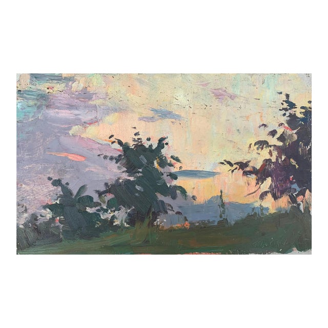 1970s Original Spring Rural Landscape Oil Painting, Ukrainian Impressionism 22-35 For Sale