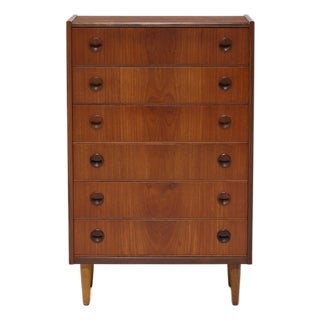 Tall Vintage Danish Teak Chest of Drawers, 1960s For Sale