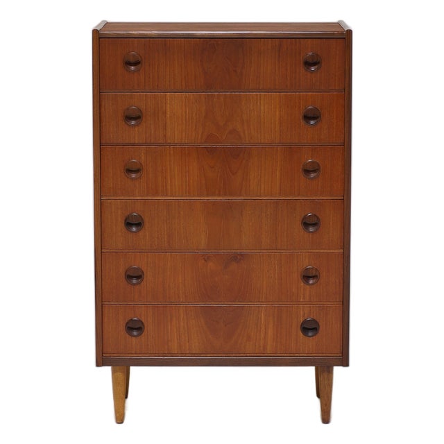 Tall Vintage Danish Teak Chest of Drawers, 1960s For Sale