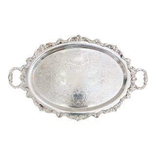 Early 20th Century Poole Silver Co. Old English Victorian Style Serving Waiter Tray For Sale