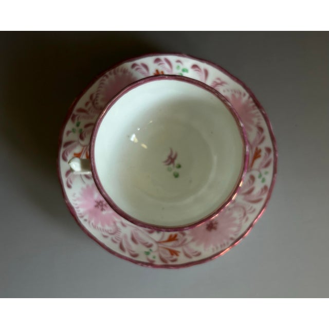 Antique English Pink Lusterware Teacup and Saucer Set Early 19th C For Sale - Image 9 of 10