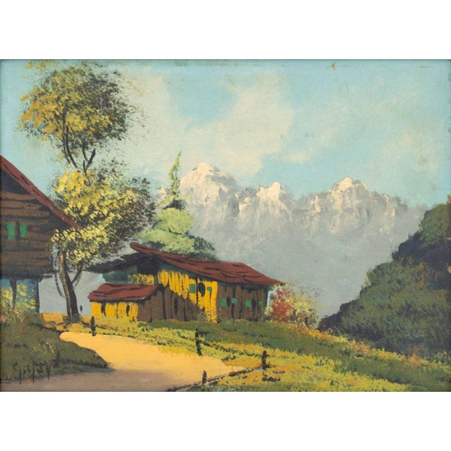20th Century School, Rocky Mountain Landscape Scene, Oil on Panel, illegibly signed lower left, yellow and green painted...