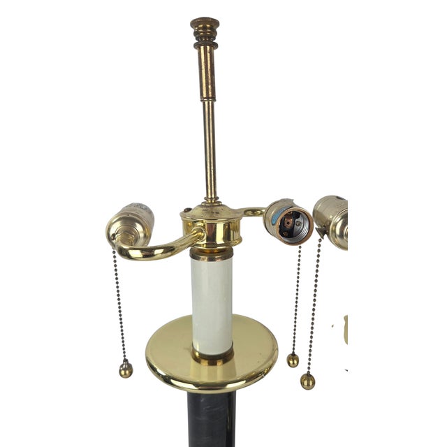 1980s Brass & Black Marble Neoclassical Column Table Lamps, a Pair For Sale - Image 14 of 14