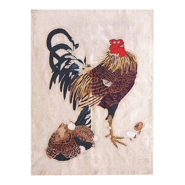 1930s Small Ivory Medallion Handmade Continental Antique Tapestry Textiles Art For Sale