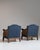 Pair of Early 20th Century British Navy Blue Edwardian Velvet Upholstered Armchairs with Cane Panels For Sale - Image 10 of 15