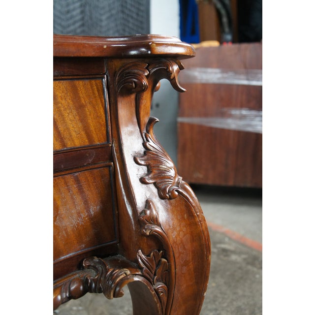 Vintage Chippendale Style Mahogany Carved Leather Inset Executive Office Desk For Sale - Image 9 of 18