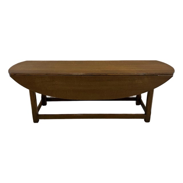 Vintage Mid Century 1940s Drop-Leaf Colonial Revival Wood Coffee Table For Sale