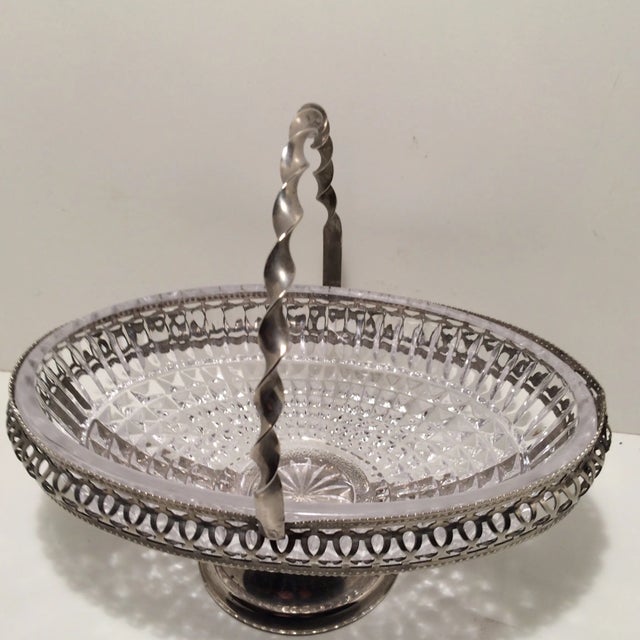 Cake Basket Metal and Crystal Made in England For Sale - Image 4 of 10