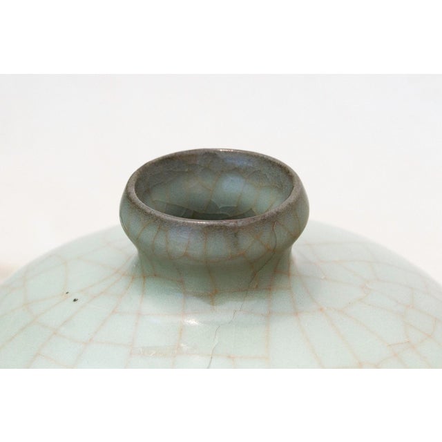 19th Century Antique Restored Celadon Vase With Inscribed Motif For Sale - Image 5 of 6