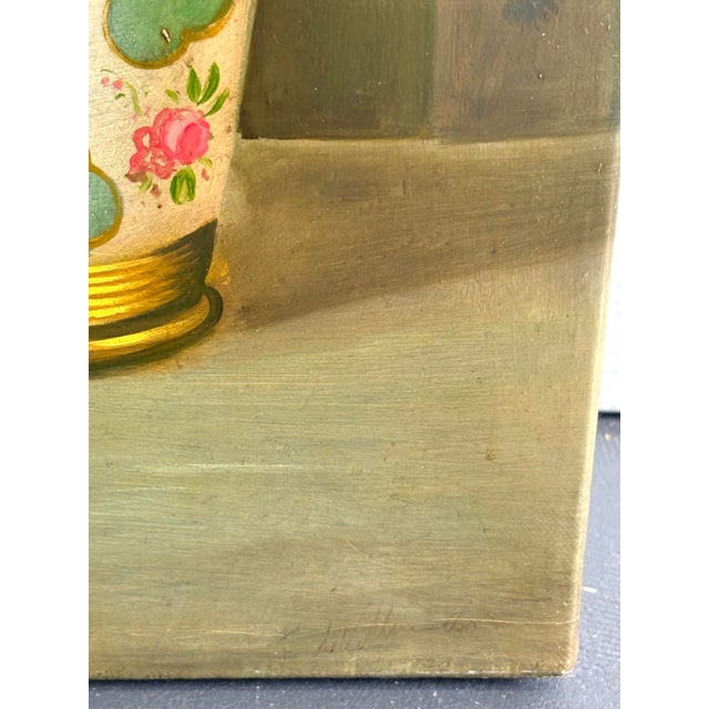 Mid 20th Century Vintage Floral Topiary Oil Painting on Canvas by Fabrice De Villeneuve For Sale - Image 5 of 11