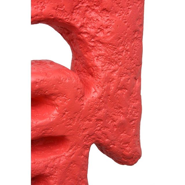 Vintage Red Totem Molded Fiberglass and Plaster of Paris Abstract Floor Indoor Sculpture Life SIze For Sale - Image 9 of 9