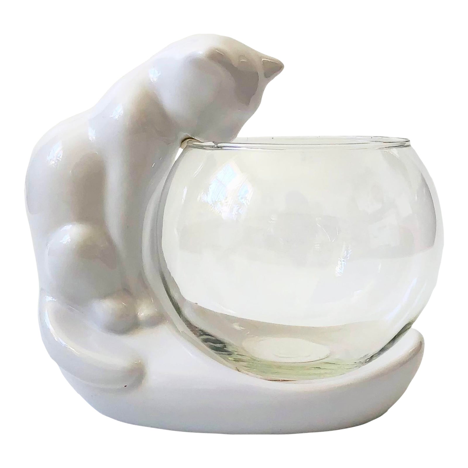 Vintage Ceramic Cat Fish Bowl by Haeger Chairish