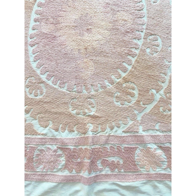 Tan Decorative Suzani Tablecloth From Bukhara For Sale - Image 8 of 9
