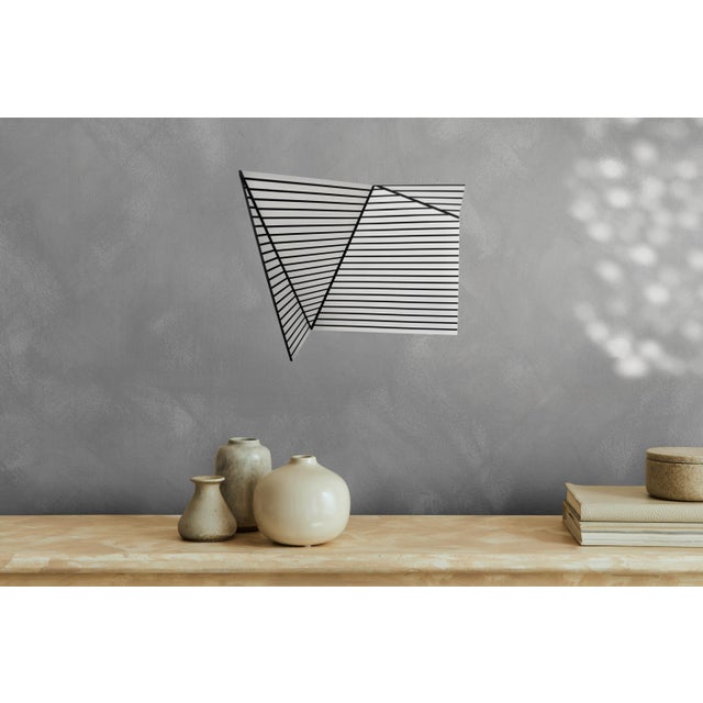 Abstract Contemporary Abstract Composite Folded and Etched Plastic "Wallreliefs Black and White 2" by Cristina Ghetti For Sale - Image 3 of 5