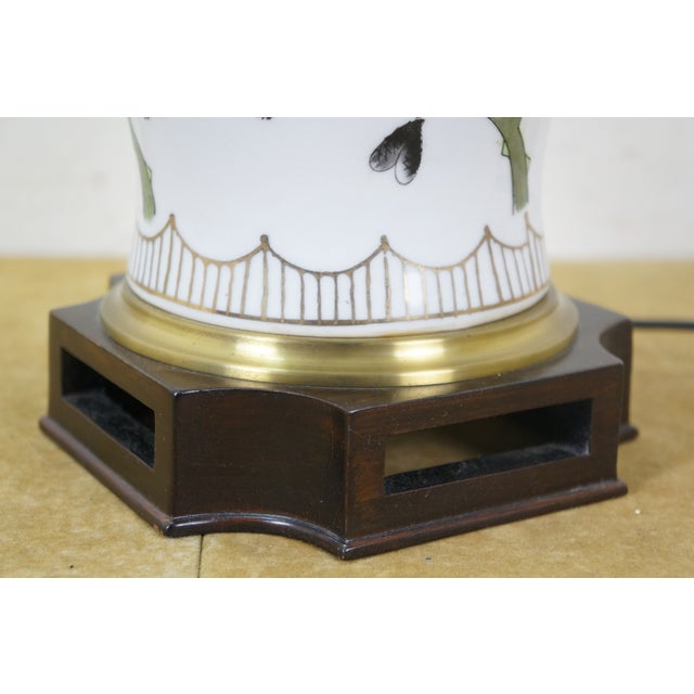 1980s Wildwood Chinoiserie Butterflies Leaves Ivy Table Lamp 31" For Sale - Image 9 of 16
