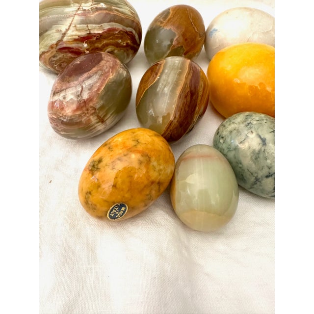 Vintage Polished Natural Stone Eggs-Set of 14 For Sale In Palm Springs - Image 6 of 7
