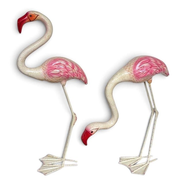Mid-Century Modern Sergio Bustamante Paper Mache Life Size Flamingo’s, Mexico 1960 For Sale - Image 3 of 13