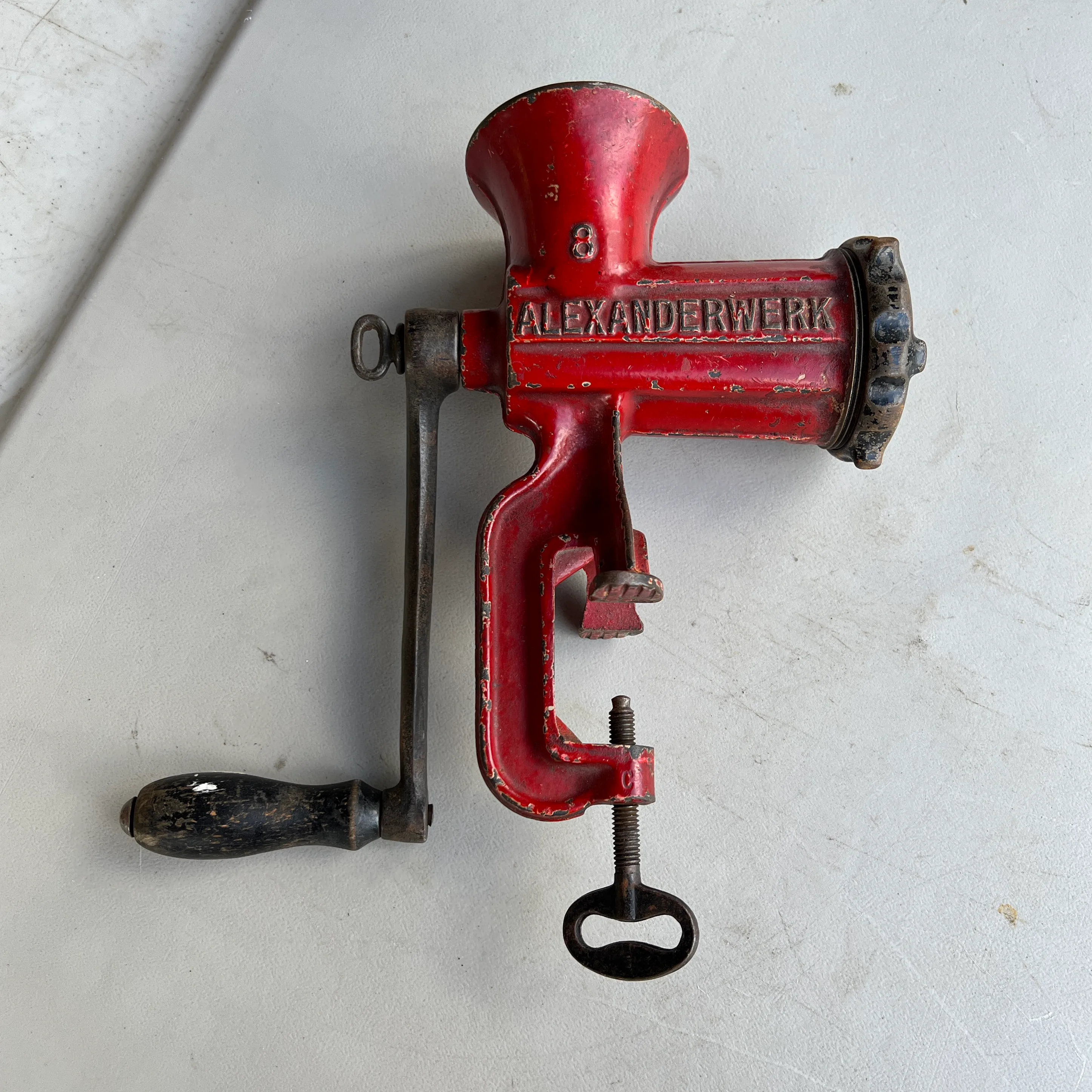 Antique Manual Alexanderwerk 8 Food Red Decorative Meat Grinder