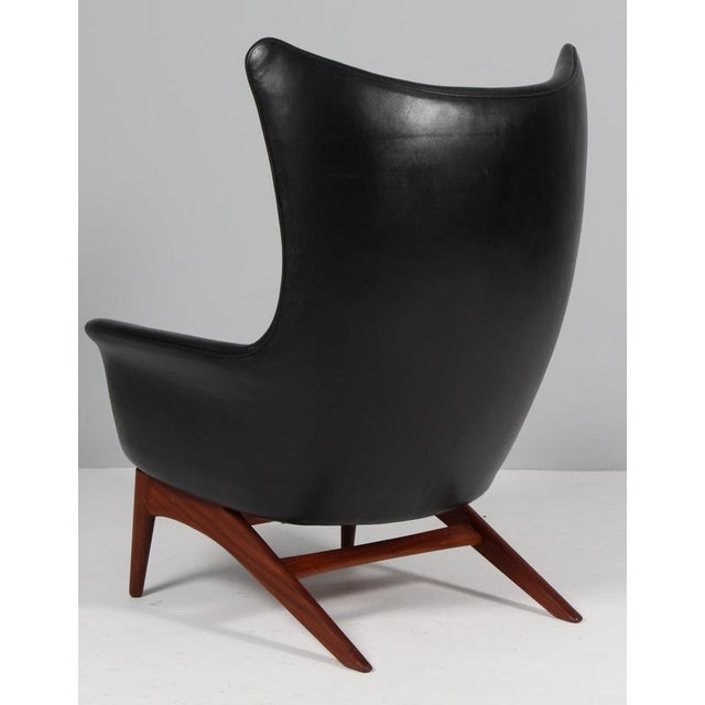 Wood Model 207 Tilt Lounge Chair in Leather by H. W. Klein for Bramin, 1970s For Sale - Image 7 of 10
