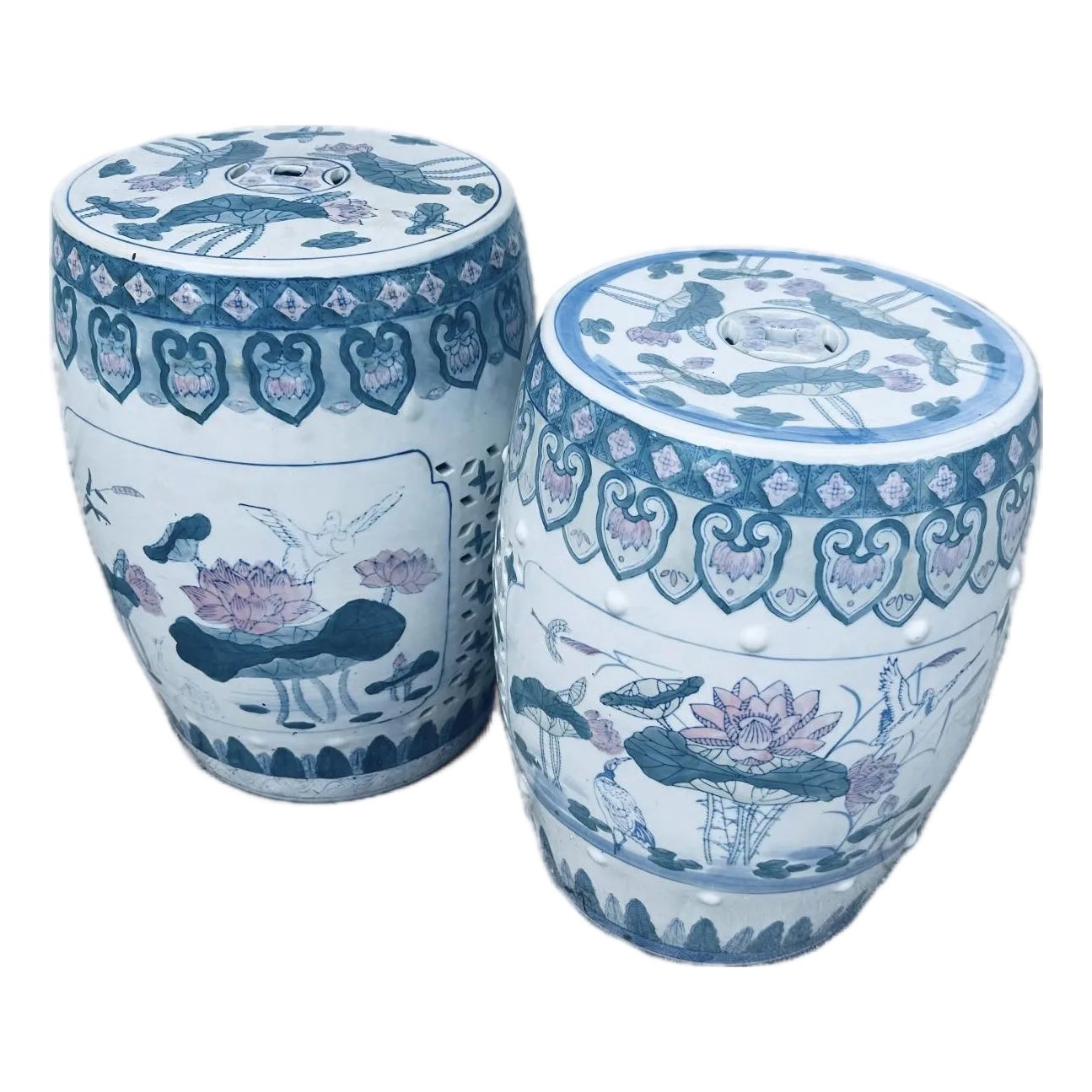 MidCentury Chinese Export Chinoiserie Porcelain Garden Stools With ...