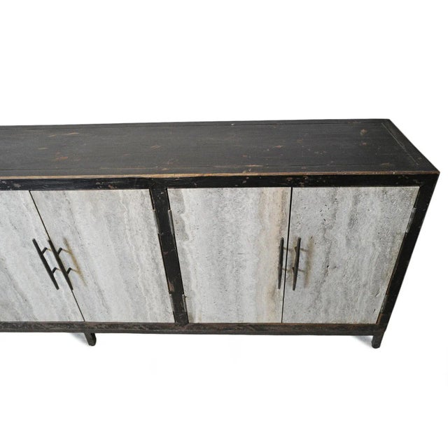 Grey Marble Modern Rustic Sideboard Credenza For Sale In Los Angeles - Image 6 of 11