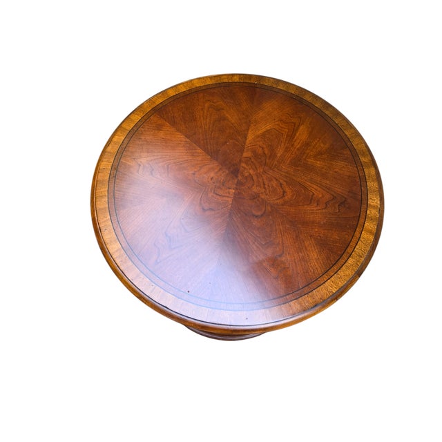 1990s Ethan Allen Newport Banded Round Drum Lamp End Table Pedestal Side For Sale - Image 9 of 15