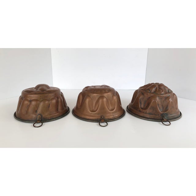 1940s Vintage Copper and Tin Bakers Cake Jelly Molds - Set of 3 For Sale - Image 5 of 9