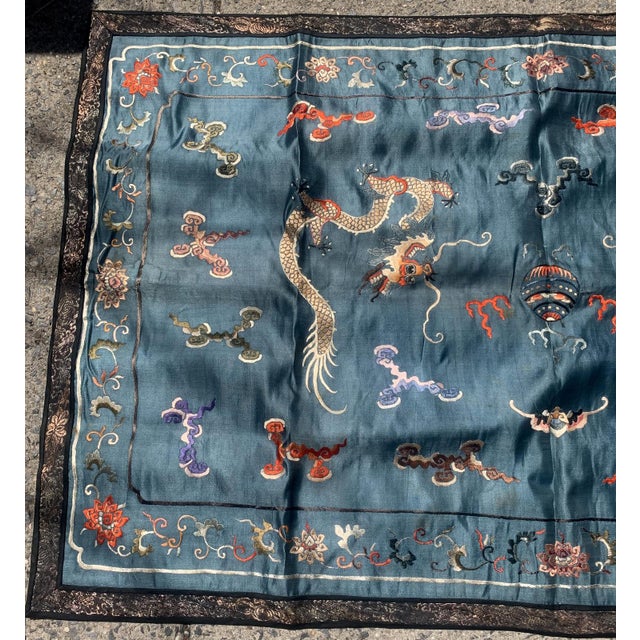 Purple 1870s, Handmade Antique Chinese Collectible Silk Textile 2.6' X 3.8' For Sale - Image 8 of 8