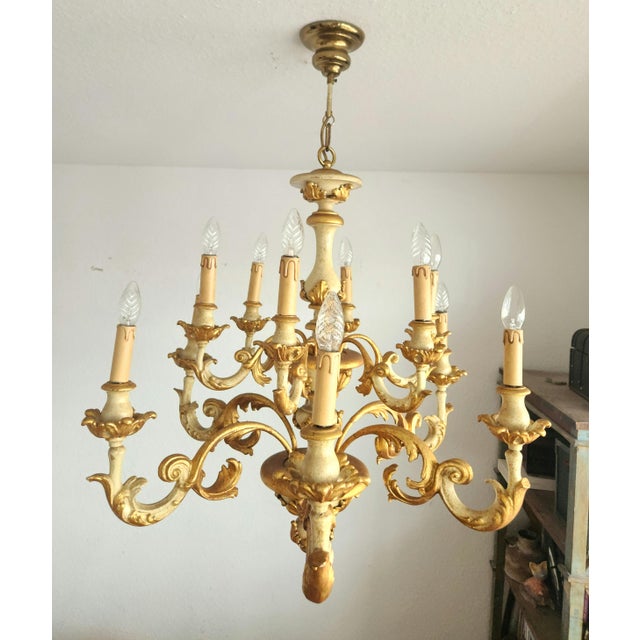 Vintage Florentine Chandelier with Gold Leaf, 1930s For Sale - Image 11 of 18