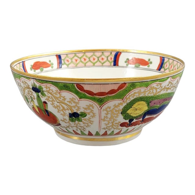 Gold Antique Worcester Porcelain Bowl with Dragon in Compartments Decor, 1815 For Sale - Image 8 of 14