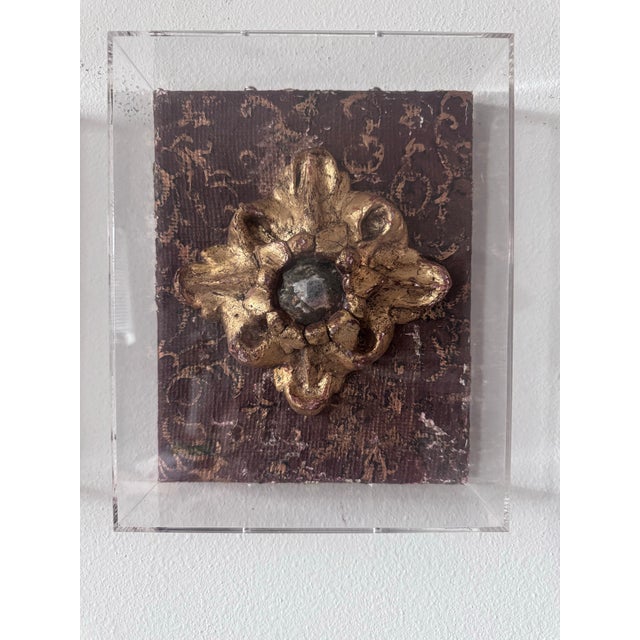 2000 - 2009 Antiqued Hand-Made Convex Mirror Architectural Fragment in Acrylic Case For Sale - Image 5 of 12